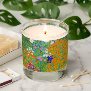 Vintage Gustav Klimt Cottage Garden Flower Art Scented Candle