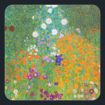 Vintage Gustav Klimt Cottage Garden Flower Art Square Sticker<br><div class="desc">This enchanting design features "Cottage Garden, " a vibrant floral masterpiece by the iconic Austrian Symbolist, Gustav Klimt. Painted during his prolific summer retreats, the artwork is a breathtaking explosion of colorful wildflowers, sunflowers, and lush greenery, arranged in a dense, tapestry-like composition. Klimt’s signature Art Nouveau style is evident in...</div>