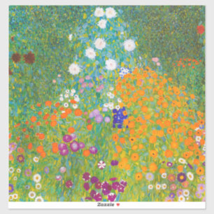 Vintage Gustav Klimt Cottage Garden Flower Art Sticker