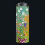 Vintage Gustav Klimt Cottage Garden Flower Art Thermal Tumbler<br><div class="desc">This enchanting design features "Cottage Garden, " a vibrant floral masterpiece by the iconic Austrian Symbolist, Gustav Klimt. Painted during his prolific summer retreats, the artwork is a breathtaking explosion of colorful wildflowers, sunflowers, and lush greenery, arranged in a dense, tapestry-like composition. Klimt’s signature Art Nouveau style is evident in...</div>