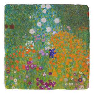 Vintage Gustav Klimt Cottage Garden Flower Art Trivet
