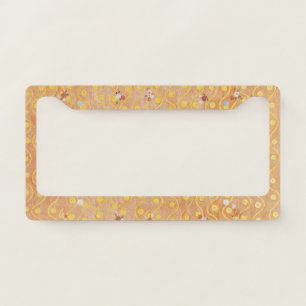 Vintage Gustav Klimt Gold Art Nouveau Floral License Plate Frame