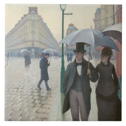 Vintage Gustave Caillebott Paris Street Rainy Day Ceramic Tile
