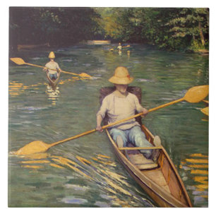 Vintage Gustave Caillebotte Skiffs on the Yerres Ceramic Tile
