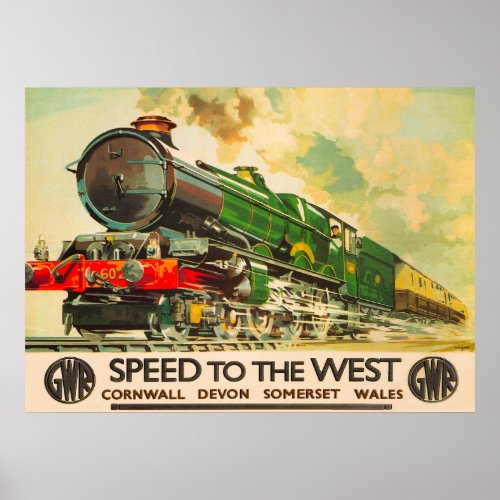 Vintage GWR British Railway Travel Poster
