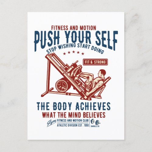 Vintage Gym Fitness Motivation Postcard
