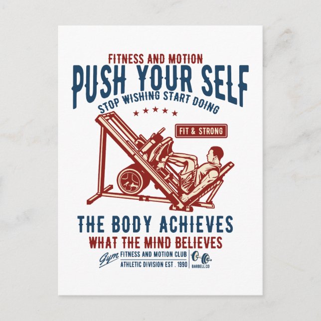 Vintage Gym Fitness Motivation Postcard (Front)