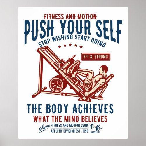 Vintage Gym Fitness Motivation Poster