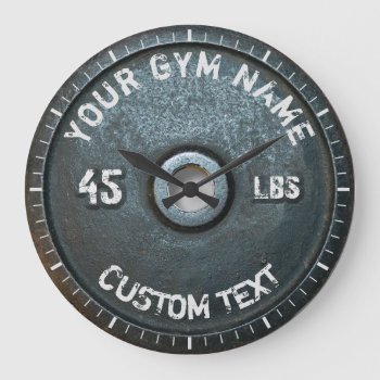 Vintage Gym Owner Or User Fitness 45 Pounds Funny Large Clock by HumusInPita at Zazzle