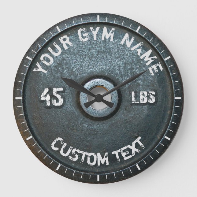 Vintage Gym Owner or User Fitness 45 Pounds Funny Large Clock (Front)