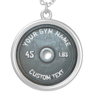 Vintage Gym Owner or User Fitness 45 Pounds Funny Silver Plated Necklace