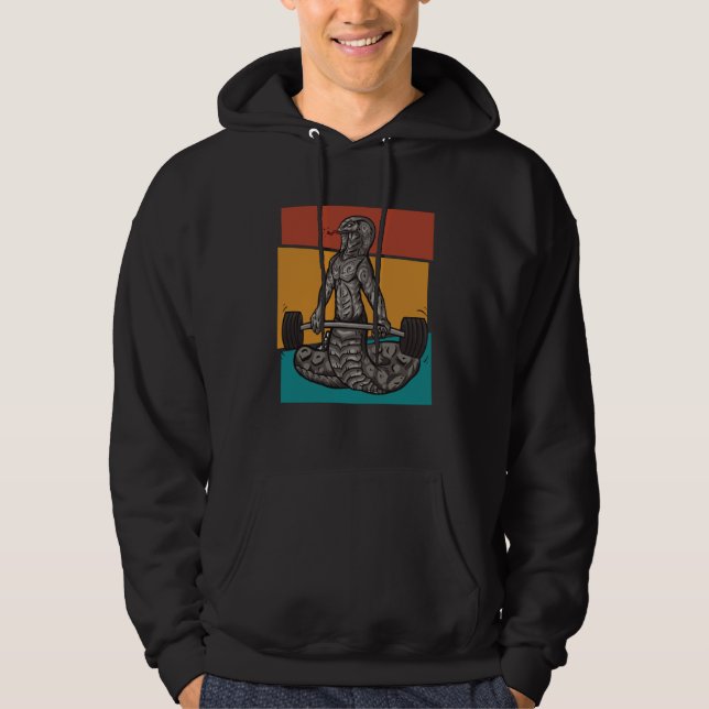 Vintage Gym Weightlifting Snake Hoodie (Front)