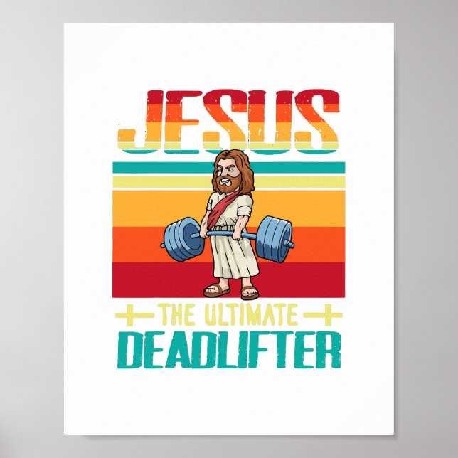 Vintage Gymer Jesus The Ultimate Deadlifter Merry Poster (Front)