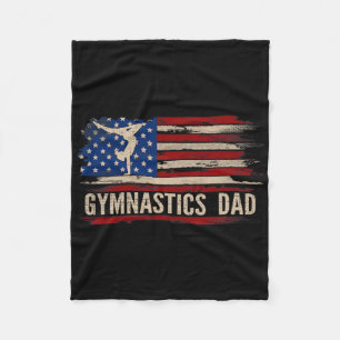 Vintage Gymnastics Dad American Usa Flag Sports Gi Fleece Blanket