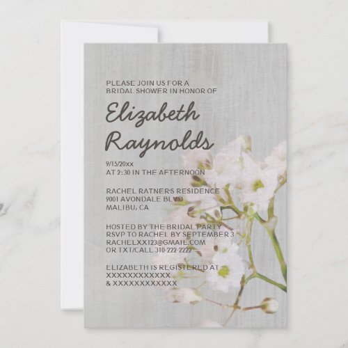 Vintage Gypsophilia Bridal Shower Invitations
