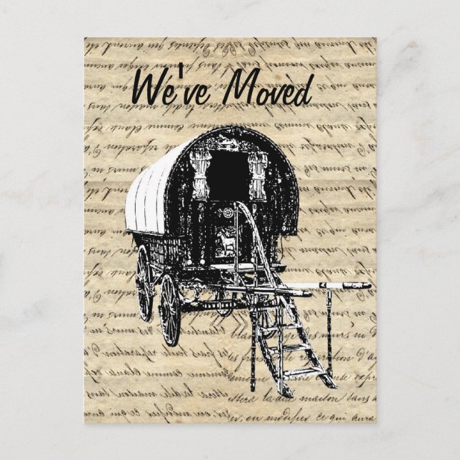 Vintage Gypsy caravan change of address Announcement Postcard (Front)