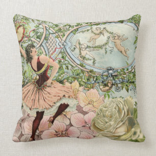 Vintage Gypsy Dancing Ephemera Throw Pillow