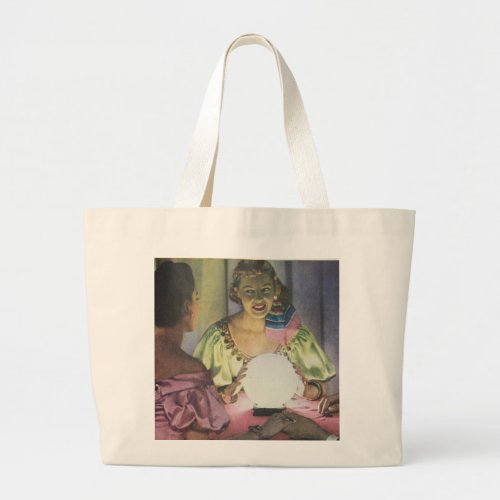 Vintage Gypsy Fortune Teller Crystal Ball Large Tote Bag