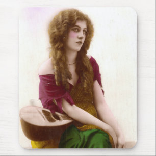 Vintage Gypsy Gal Color Tinted Photo in Purple Mouse Pad