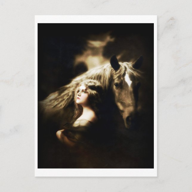 Vintage Gypsy Girl with Horse Postcard (Front)