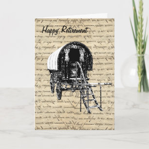 Vintage Gypsy wagon retirement Card