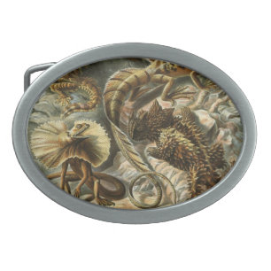 Vintage Haeckel Reptiles Oval Belt Buckle