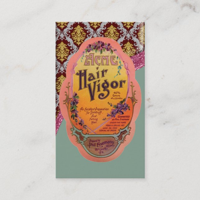 Vintage Hair Cream Poster Business Card (Front)