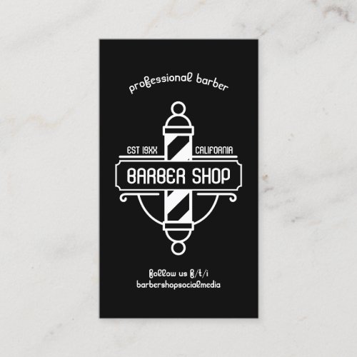 Vintage Hair Salon Services Barber Pole Business Card