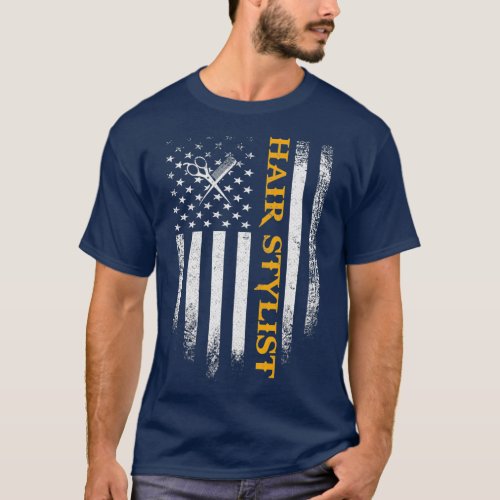 Vintage  Hair Stylist American Flag Patriotic T_Shirt