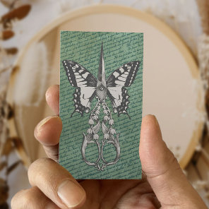 Vintage Hair Stylist Antique Scissor & Butterfly Business Card