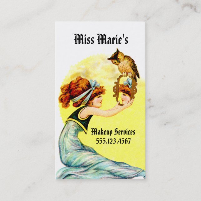 vintage hair stylist makeup artist cosmetology business card (Front)