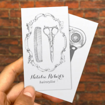 Vintage Hair Stylist Scissor & Comb Hairdresser Business Card by cardfactory at Zazzle