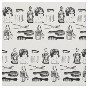 Vintage Hairdresser scissors pattern hair stylist Fabric