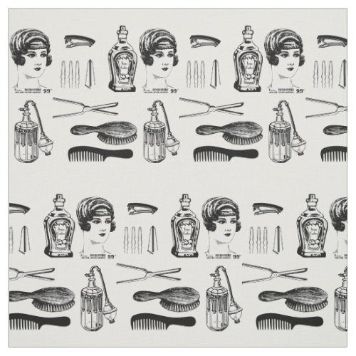 Vintage Hairdresser scissors pattern hair stylist  Fabric