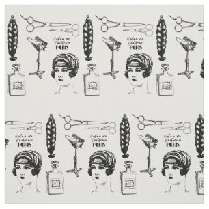 Vintage Hairdresser scissors pattern hair stylist Fabric