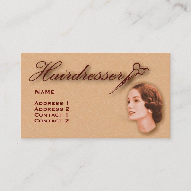 Vintage Hairdressers Profile Business Card #29 (Front)