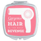 Vintage Hairdryer Mirror Compact - pink