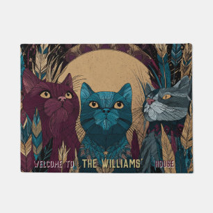 Vintage Hairless Cat Mom Dad Home Decor Waterhog Doormat