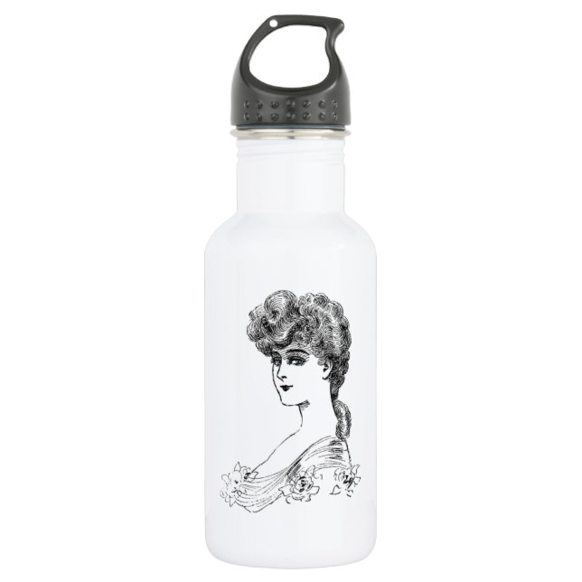 Vintage Hairstyle Water Bottle (Front)