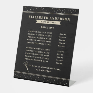 Vintage Hairstylist Beauty Salon Price List Pedestal Sign