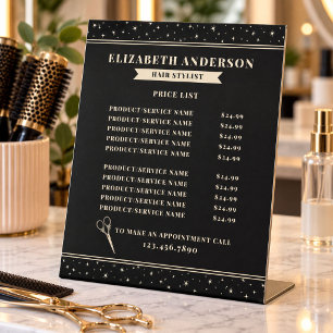 Vintage Hairstylist Beauty Salon Price List Pedestal Sign