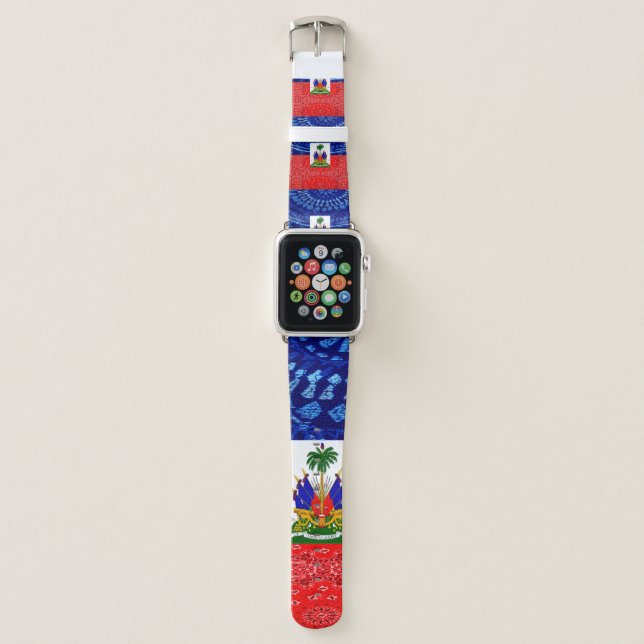 Vintage Haitian Flag Apple Watch Band (Front)