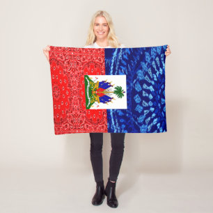Vintage Haitian Flag Fleece Blanket