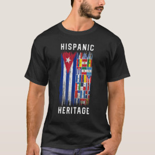 Vintage Half Cuba Cuban Flag Hispanic Heritage Mon T-Shirt