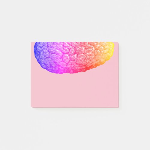 Vintage Half Human Brain Rainbow Gradient Post_it Notes