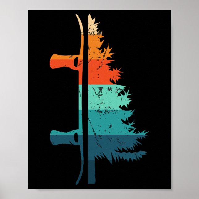 Vintage Half Pine Half Snowboard Snowboarding Extr Poster (Front)