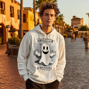 Vintage Halftone Ghost Character – Retro Spooky Hoodie