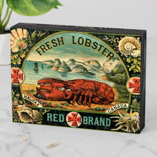Vintage Halifax Lobster Label Wooden Box Sign