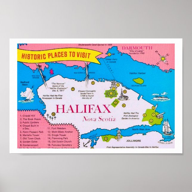 Vintage Halifax Nova Scotia Map Print (Front)