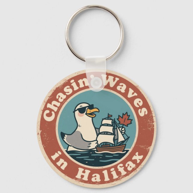 Vintage Halifax Nova Scotia Sailing Fun Keychain (Front)